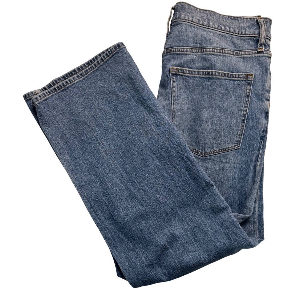 J.Crew Full Length Wide-Leg Jeans Blue Button Fly High Rise Denim Size 30